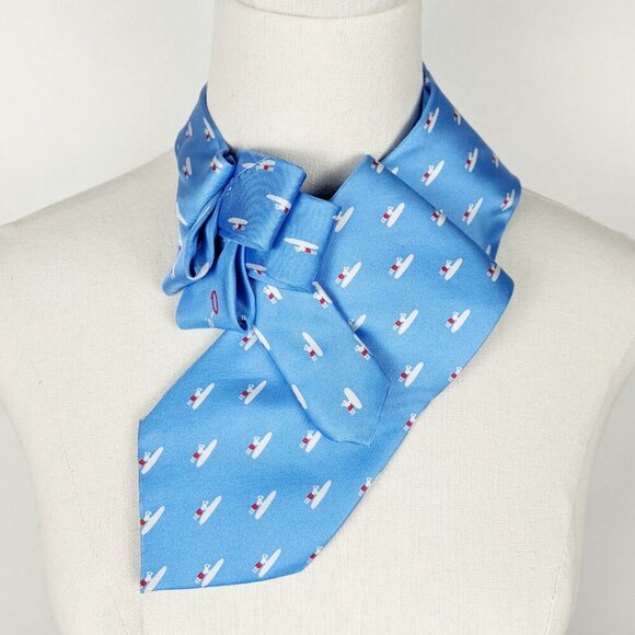 Ogsplosh - Blue Summer Neck Tie Scarf - Women's Tie - Silk Ascot Scarf - NEW - Picture 6 of 8